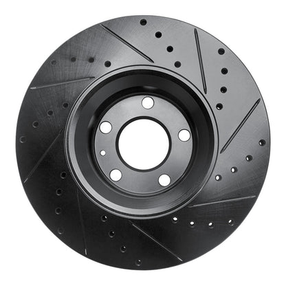 R1 Concepts R1 05-11 Audi A6 Quattro Front Left Drilled & Slotted Black Brake Rotor