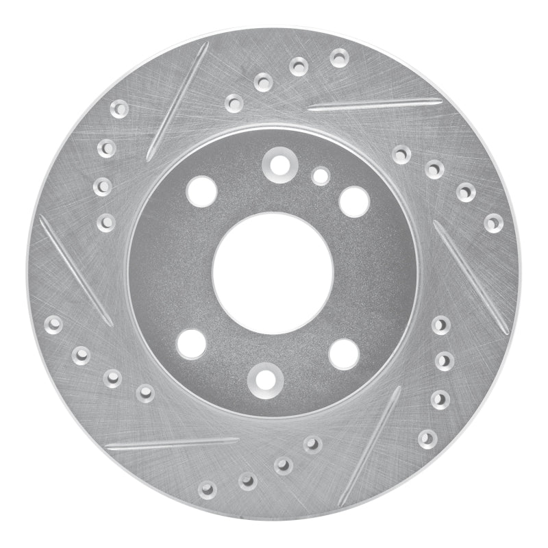 R1 Concepts R1 94-02 Ford ASPIRE Front Left Drilled & Slotted Silver Brake Rotor