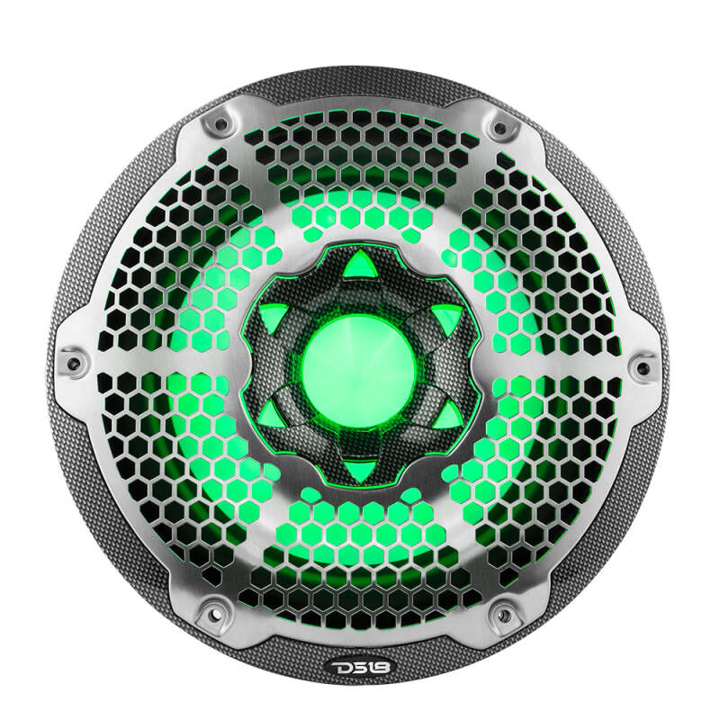 DS18 NXL Marine Subwoofer With RGB LEDs 10in 300 Watts RMS 4 ohm SVC Black Carbon Fiber
