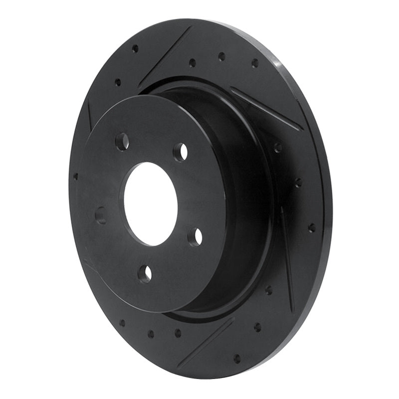 R1 Concepts R1 07-14 Suzuki SX4 CrossOVER Rear Left Drilled & Slotted Black Brake Rotor