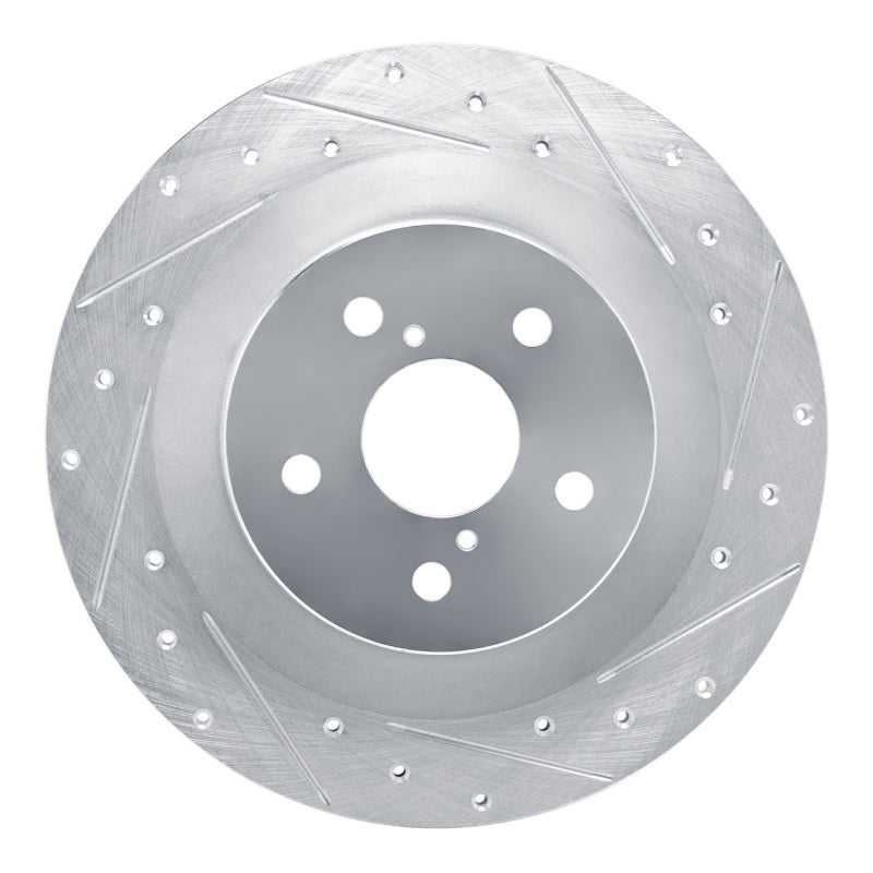 R1 Concepts R1 21-22 Lexus RC300 Rear Right Drilled & Slotted Silver Brake Rotor