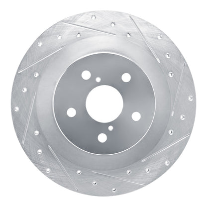 R1 Concepts R1 21-22 Lexus RC300 Rear Right Drilled & Slotted Silver Brake Rotor