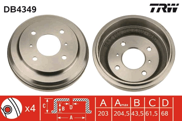 TRW MOTO DB4349 Brake Drum