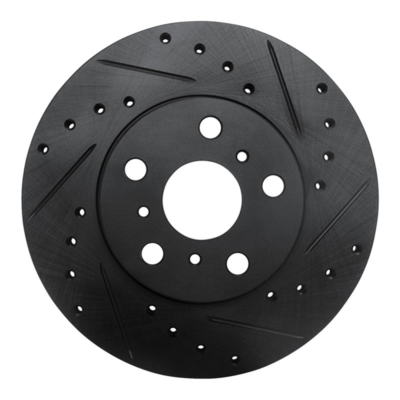R1 Concepts R1 90-91 Toyota Celica Front Right Drilled & Slotted Black Brake Rotor