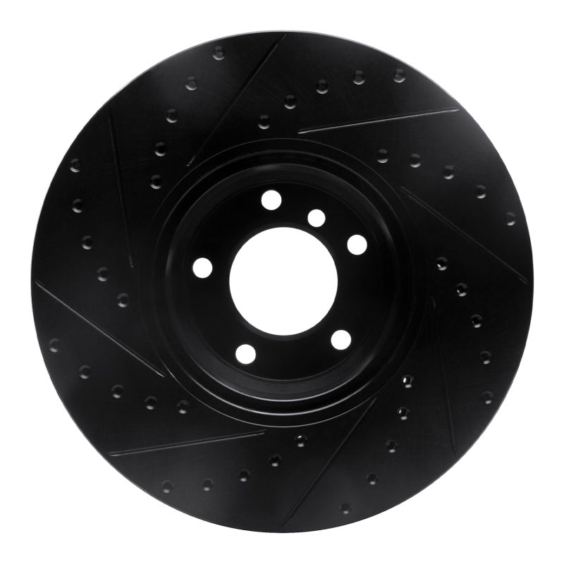R1 Concepts R1 95-01 BMW 750IL Front Right Drilled & Slotted Black Brake Rotor