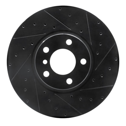 R1 Concepts R1 16-18 BMW X4 Right Front Drilled & Slotted Black Brake Rotor