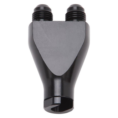 Russell Performance Billet Y-Block Adapter 3/8in SAE Quick Disconnect (2) -6AN Male Flare Black