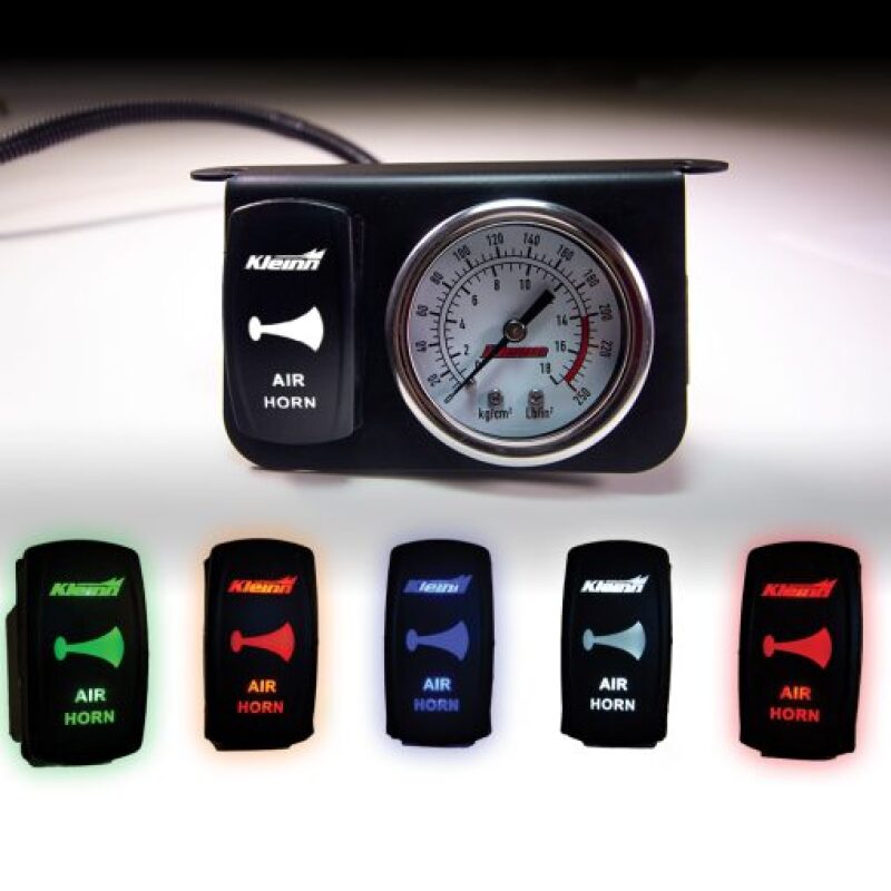 Kleinn Air Horns Kleinn Panel Mounted 160 PSI Gauge w/ an Illuminated AMBER Momentary Rocker Switch