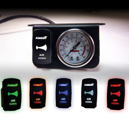 Kleinn Air Horns Kleinn Panel Mounted 160 PSI Gauge w/ an Illuminated AMBER Momentary Rocker Switch