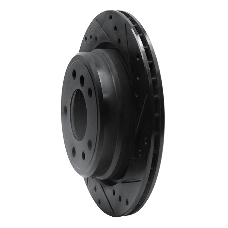 R1 Concepts R1 91-95 BMW M5 Rear Right Drilled & Slotted Black Brake Rotor