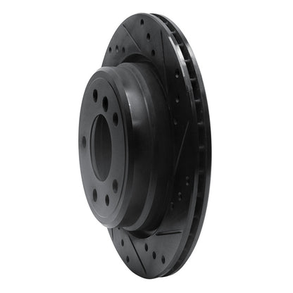 R1 Concepts R1 91-95 BMW M5 Rear Right Drilled & Slotted Black Brake Rotor