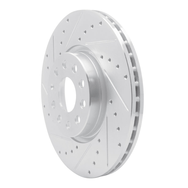 R1 Concepts R1 05-25 Audi Q3 Front Left Drilled & Slotted Silver Brake Rotor