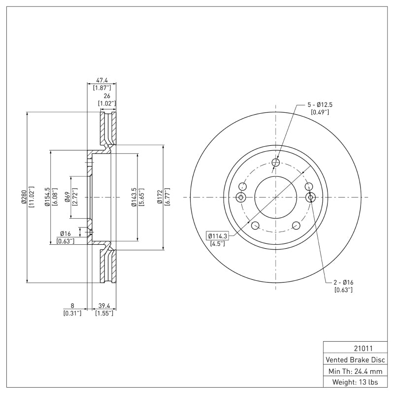 DFC 10-13 Kia Forte Front Brake Rotor