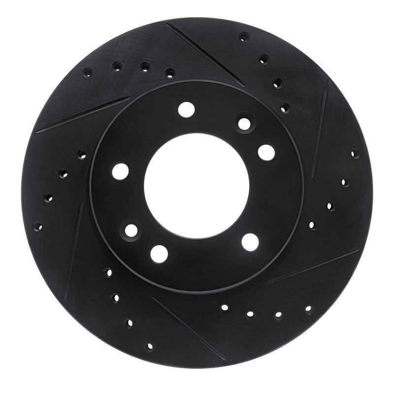 R1 Concepts R1 86-91 Mazda RX-7 Front Right Drilled & Slotted Black Brake Rotor