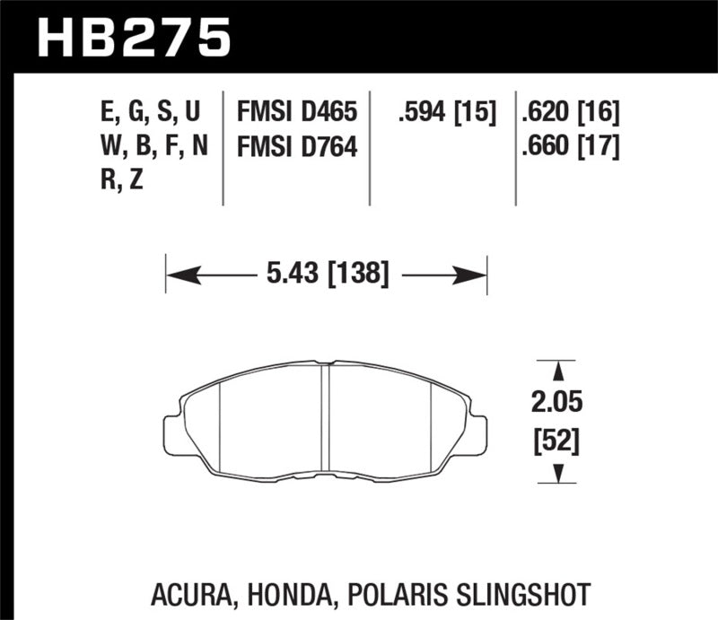 Hawk Performance Hawk 97-98 Acura CL 2.2L Base Front ER-1 Brake Pads