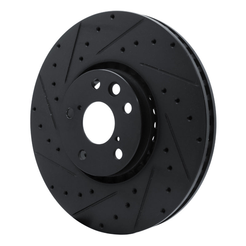 R1 Concepts R1 06-20 Lexus GS350 Left Front Drilled & Slotted Black Brake Rotor