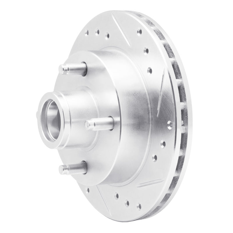 R1 Concepts R1 1974-1980 Ford Pinto Front Right Drilled & Slotted Silver Brake Rotor