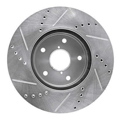 R1 Concepts R1 15-19 Subaru Legacy Front Right Drilled & Slotted Silver Brake Rotor