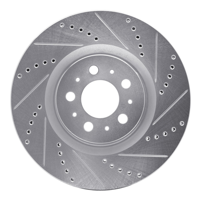 R1 Concepts R1 04-07 Volvo V70 Front Right Drilled & Slotted Silver Brake Rotor