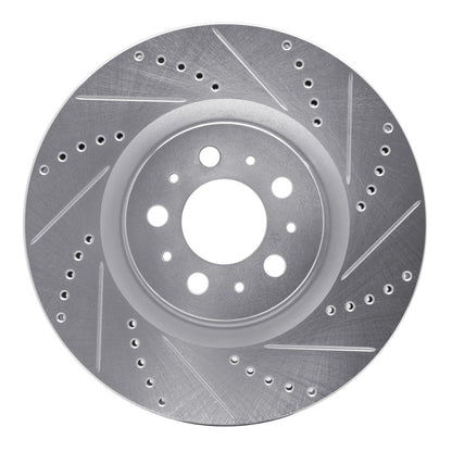 R1 Concepts R1 04-07 Volvo V70 Front Right Drilled & Slotted Silver Brake Rotor
