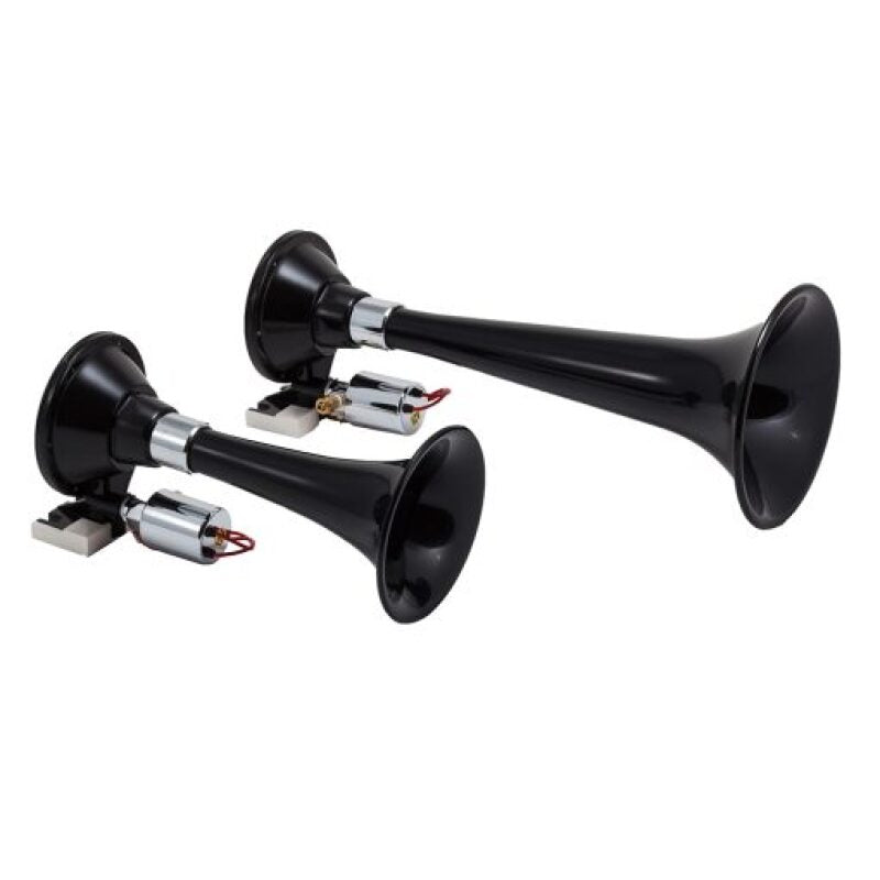 Kleinn Air Horns Kleinn Black Dual Horn/ 13In/8In - High Impact ABS Trumpet/ Zinc Alloy Base