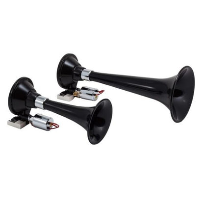 Kleinn Air Horns Kleinn Black Dual Horn/ 13In/8In - High Impact ABS Trumpet/ Zinc Alloy Base