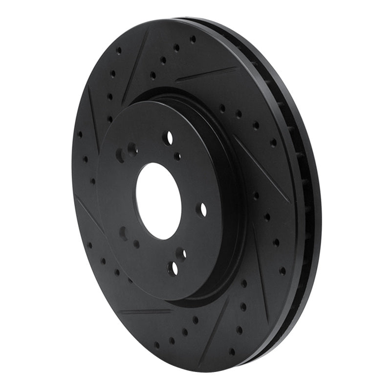 R1 Concepts R1 07-16 Acura RDX Front Left Drilled & Slotted Black Brake Rotor