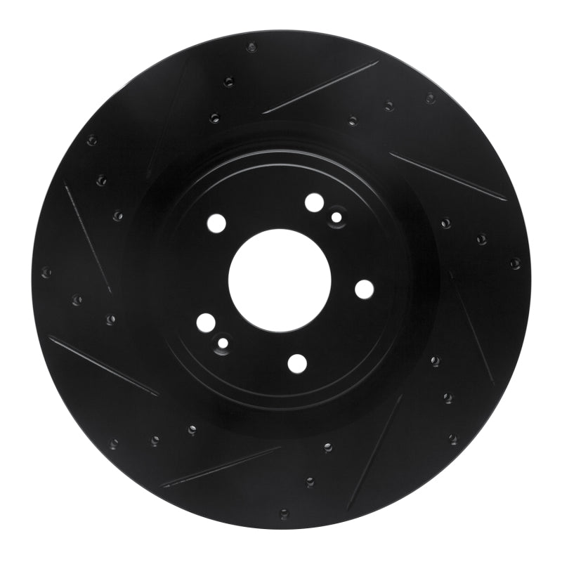 R1 Concepts R1 18-22 Genesis G70 Front Left Drilled & Slotted Black Brake Rotor