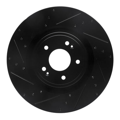R1 Concepts R1 18-22 Genesis G70 Front Left Drilled & Slotted Black Brake Rotor