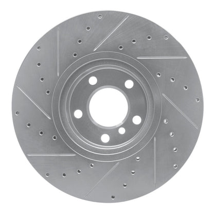 R1 Concepts R1 07-18 BMW X5 Front Right Drilled & Slotted Silver Brake Rotor