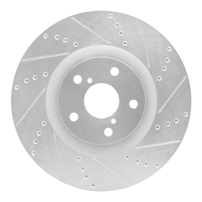 R1 Concepts R1 09-11 Lexus GS450H Right Front Drilled & Slotted Silver Brake Rotor