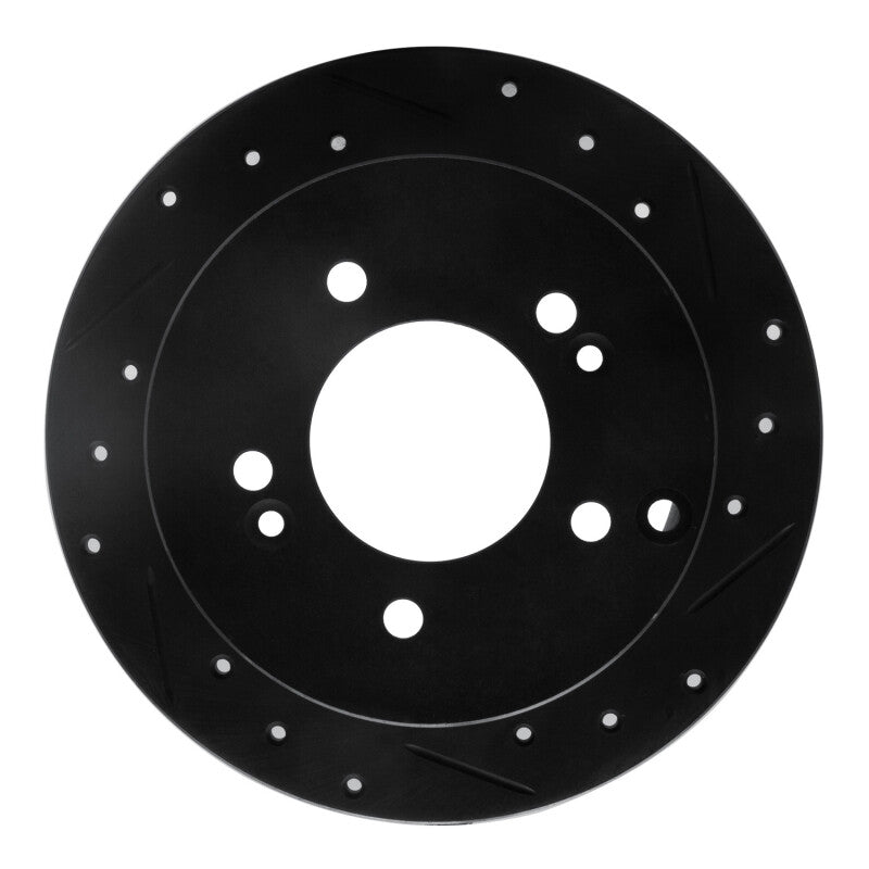 R1 Concepts R1 01-10 Hyundai Tucson Rear Right Drilled & Slotted Black Brake Rotor