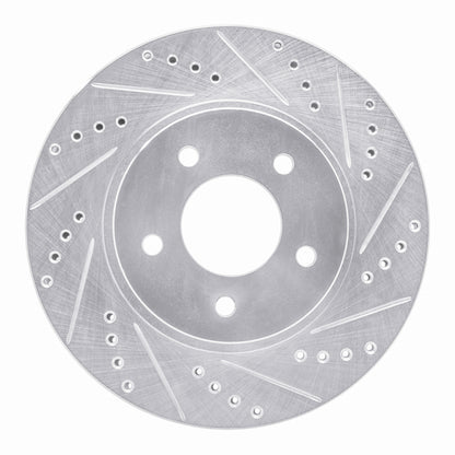 R1 Concepts R1 02-07 Chevrolet Equinox Front Right Drilled & Slotted Silver Brake Rotor