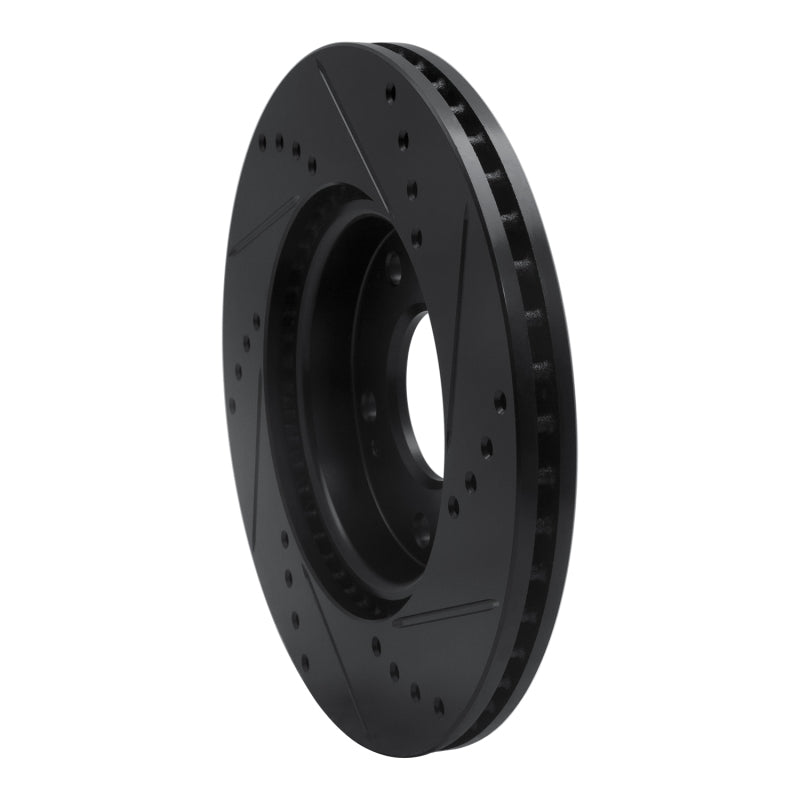 R1 Concepts R1 2011-2025 Hyundai Elantra Coupe Front Left Drilled & Slotted Black Brake Rotor