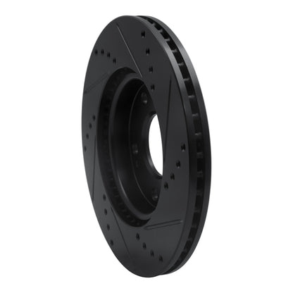 R1 Concepts R1 2011-2025 Hyundai Elantra Coupe Front Left Drilled & Slotted Black Brake Rotor