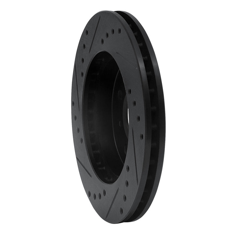 R1 Concepts R1 98-07 Mitsubishi Lancer Front Right Drilled & Slotted Black Brake Rotor