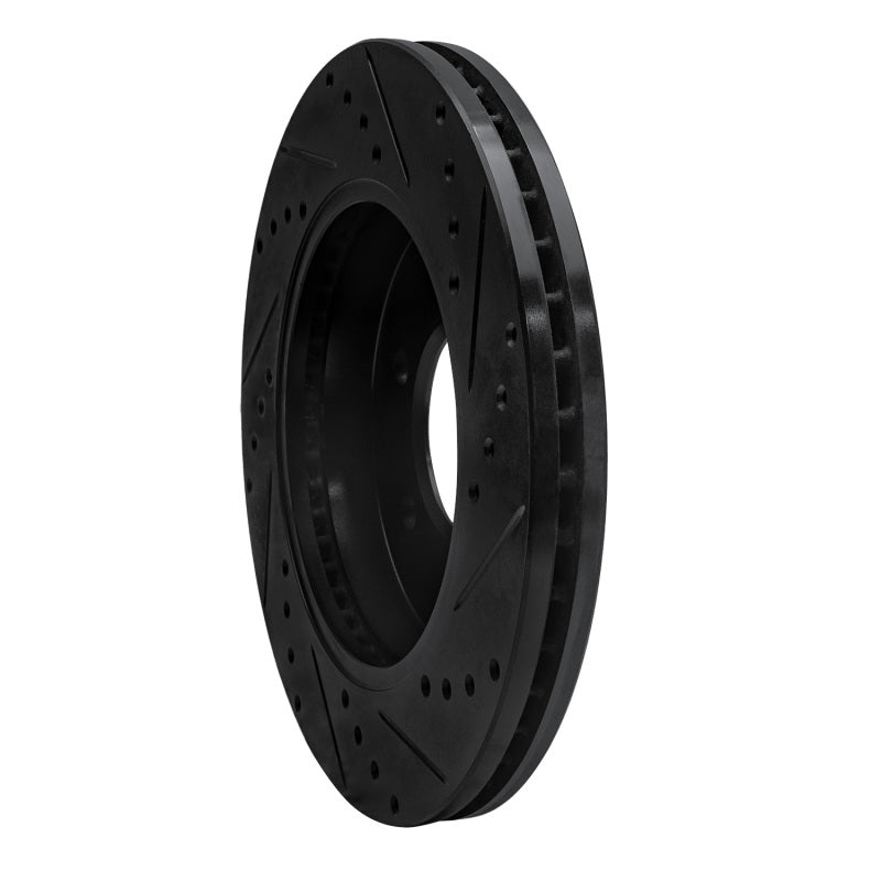 R1 Concepts R1 99-07 Ford E-350 Econoline Club Wagon Rear Left Drilled & Slotted Black Brake Rotor
