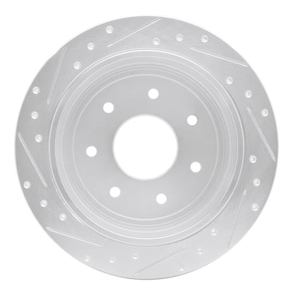 R1 Concepts R1 97-04 Ford F-150 RWD Rear Right Drilled & Slotted Silver Brake Rotor