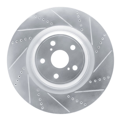 R1 Concepts R1 10-17 Lexus LS460 Left Front Drilled & Slotted Silver Brake Rotor