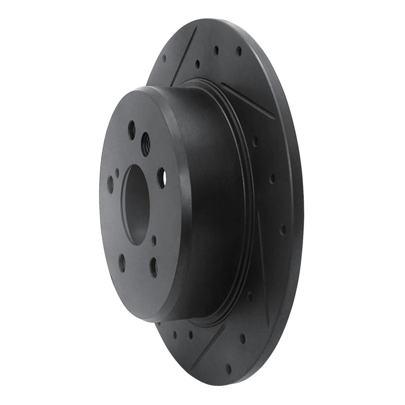 R1 Concepts R1 99-03 Lexus RX300 Rear Left Drilled & Slotted Black Brake Rotor