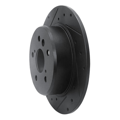 R1 Concepts R1 99-03 Lexus RX300 Rear Left Drilled & Slotted Black Brake Rotor