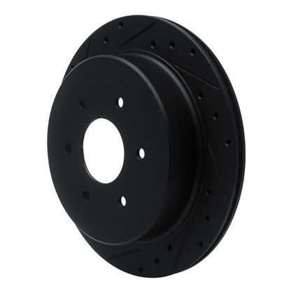 R1 Concepts R1 17-24 Nissan Titan Rear Left Drilled & Slotted Black Brake Rotor