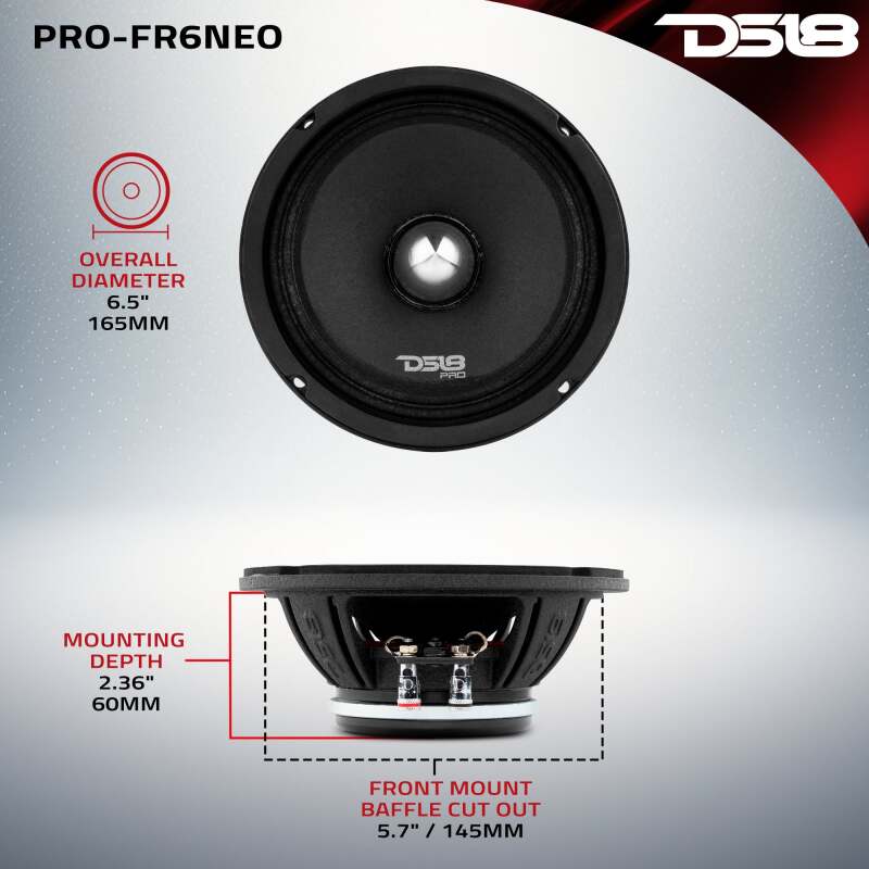 DS18 6.5in 225 Watts RMS 4 ohm Neodymium Full Range Loudspeaker