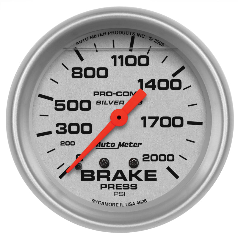 AutoMeter Gauge Brake Press 2-5/8in. 2000PSI Liquid Filled Mech Ultra-Lite