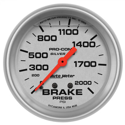 AutoMeter Gauge Brake Press 2-5/8in. 2000PSI Liquid Filled Mech Ultra-Lite