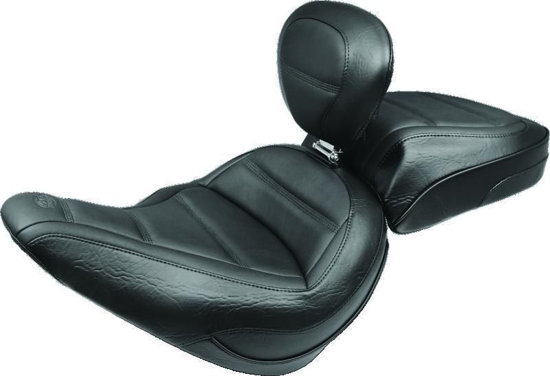 Mustang Motorcycle Mustang 18-21 Harley Softail Slim Standard Touring Solo Seat w/Driver Backrest - Black