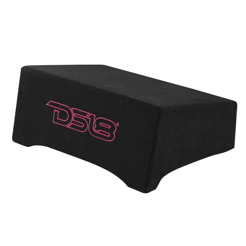 DS18 Single 10in Shallow Subwoofer and Enclosure 600 Watts RMS Downfiring Sealed Black Carpet