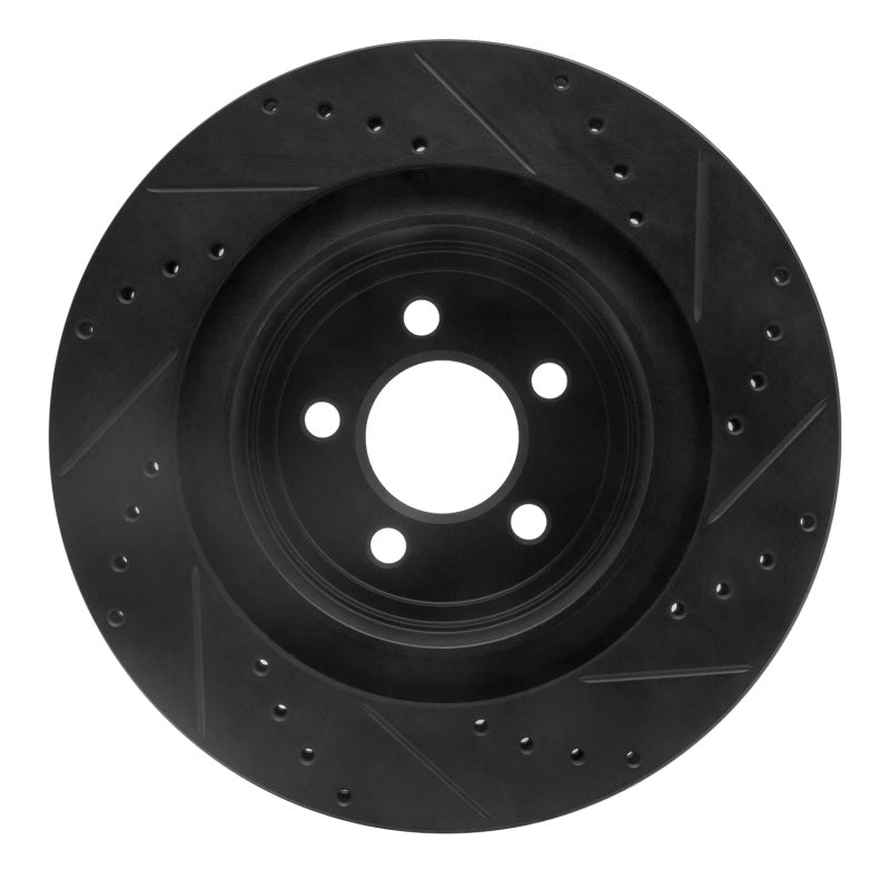 R1 Concepts R1 06-23 Dodge Charger Rear Left Drilled & Slotted Black Brake Rotor