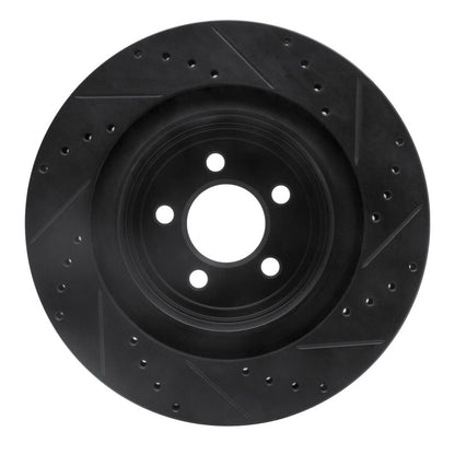 R1 Concepts R1 06-23 Dodge Charger Rear Left Drilled & Slotted Black Brake Rotor
