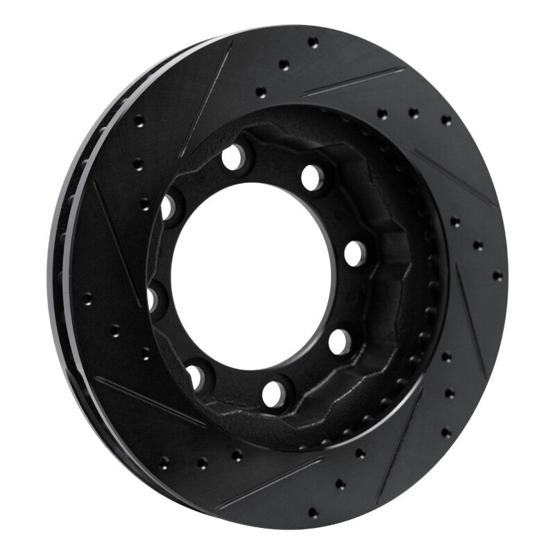 R1 Concepts R1 77-93 Chevrolet V30 & V3500 Pickup Front Right Drilled & Slotted Black Brake Rotor
